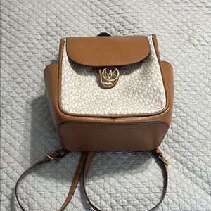 Michael Kors Brown and Cream Backpack